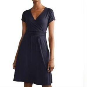 🧨 Talbots Navy Surplice Faux Wrap Dress